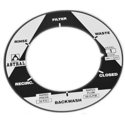 Multiport Valve Lid Label, Replacement for Astral