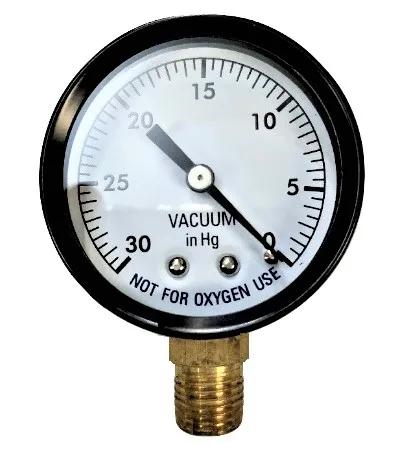 Vacuum Gauge, 0-30 PSI, 2-Inch, 1/4-Inch Bottom Mount