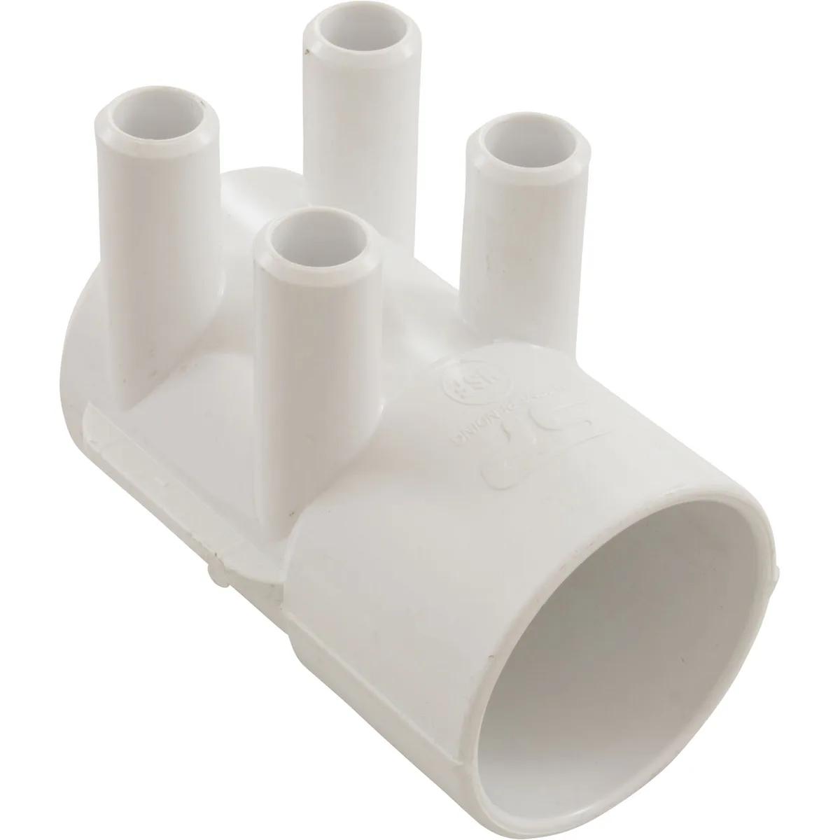 Manifold, 2-Inch Socket x Dead End with Four 3/4-Inch Barb Ports