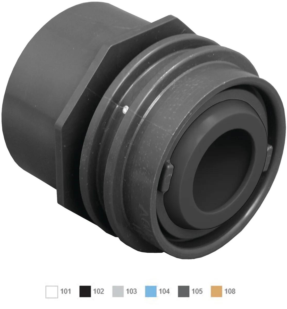 Flush-Mount Return Fitting, 1-Inch Orifice, Black, for 1-1/2-Inch Outside Pipe