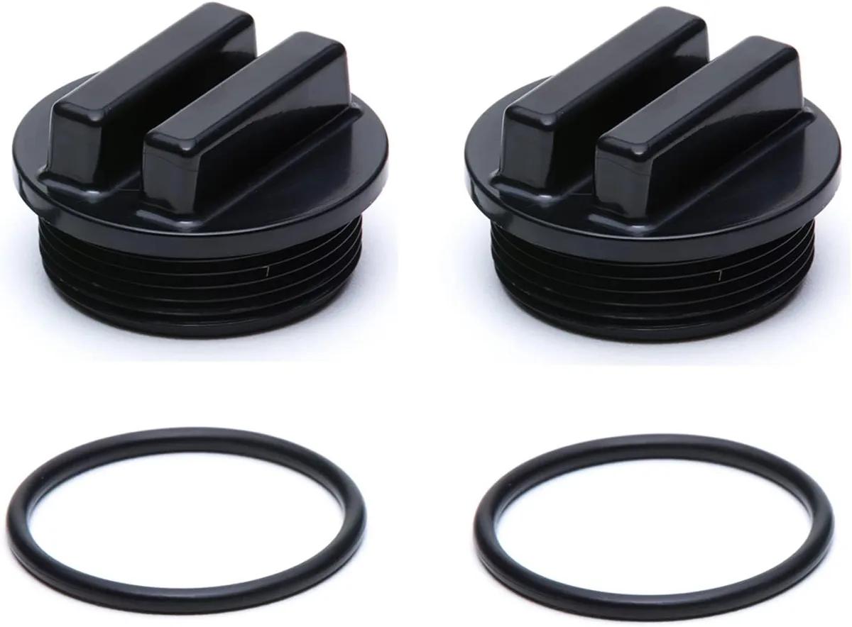 Filter Drain Plug Cap with O-Ring, 1.5-Inch, Black (2-Pack)