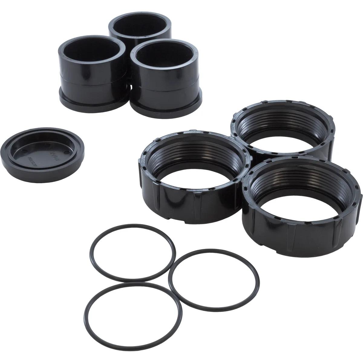 Half Union Kit with Drain Plug Cap, Set of 3, Compatible with Jandy Filters