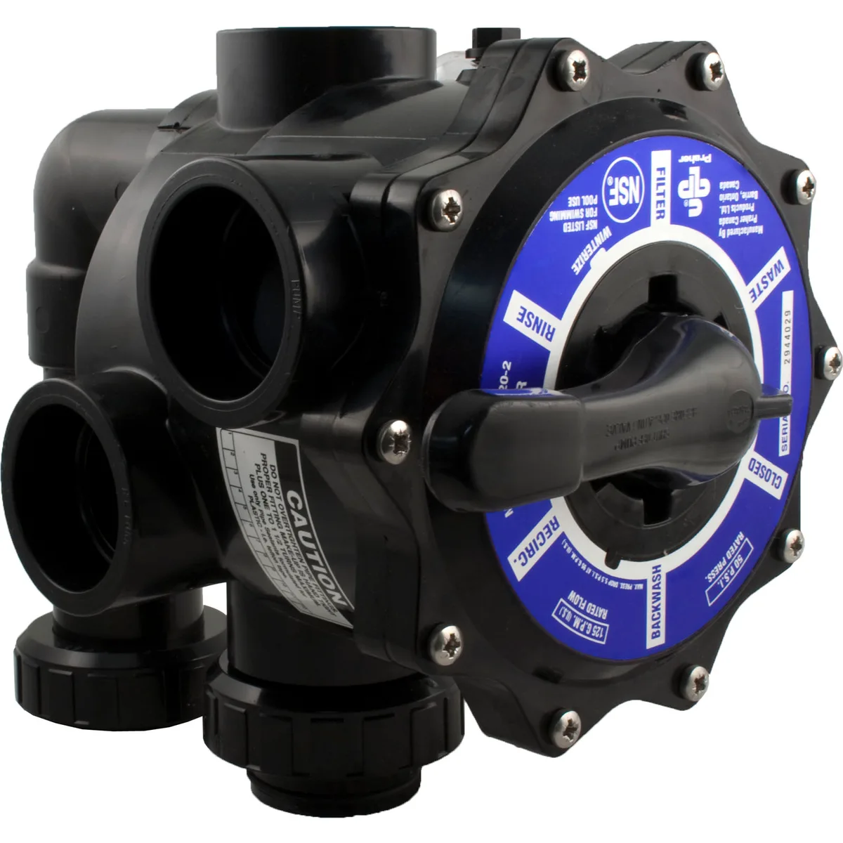 Side Mount Multiport Valve, 2-Inch Socket, ABS, for D.E. Filters