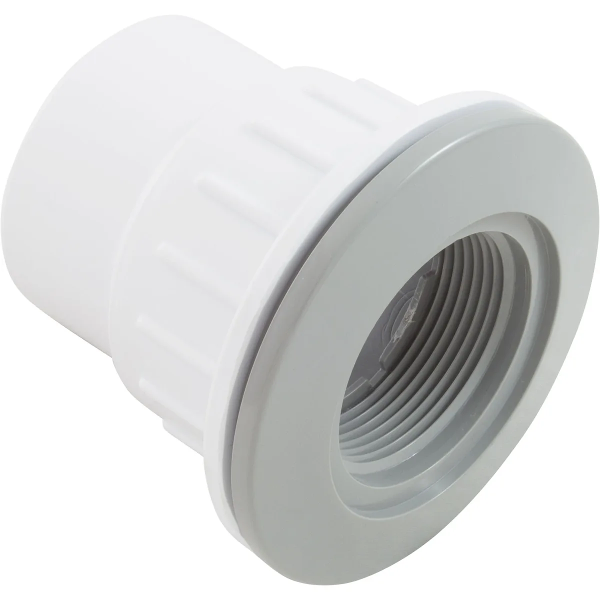Fiberglass Wall Fitting with Nut and Gasket, 1-1/2-Inch Socket x 2-Inch Spigot, Gray
