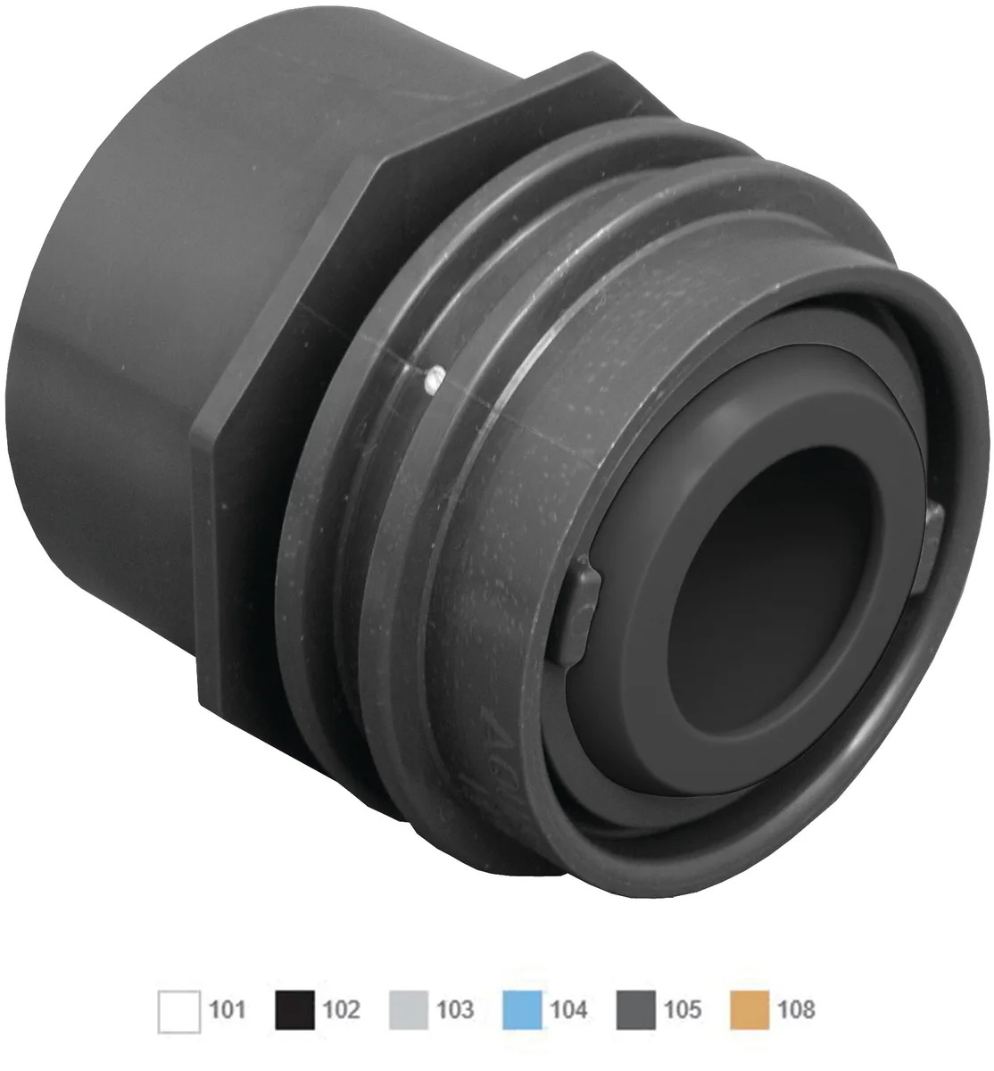 Flush-Mount Return Fitting, 1-Inch Orifice, Black, for 1-1/2-Inch Outside Pipe