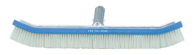 Tile Scrubber Curved Wall Brush, 18-Inch, Blue, Aluminum Back