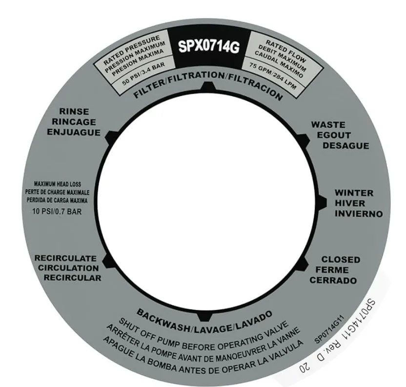 Sand Filter Valve Label Sticker, Multiport Pro & VL Series