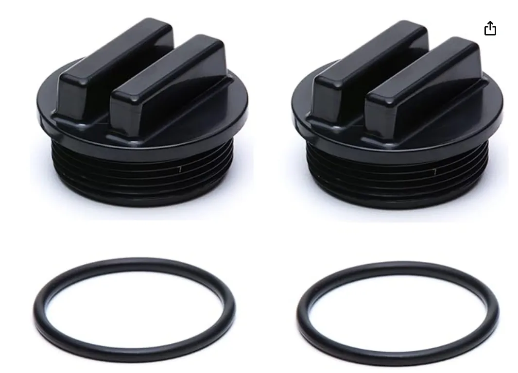 Filter Drain Plug Cap with O-Ring, 1.5-Inch, Black (2-Pack) (SP1022CBLK)
